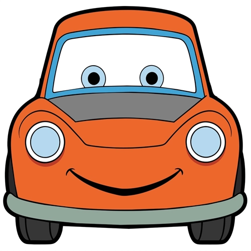 Car Theme Smiling Orange Car Transparent Sticker